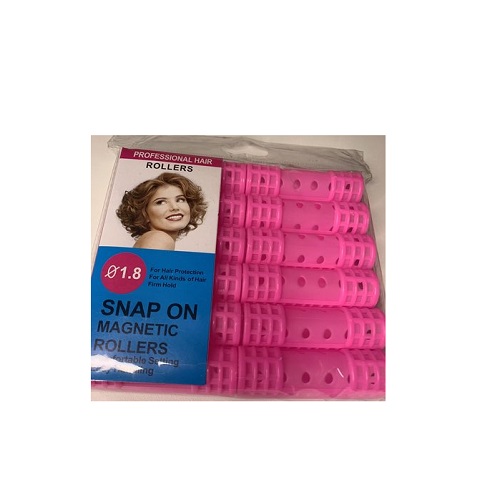 Snap on rollers haarrollers krullers 12 stuks roze medium